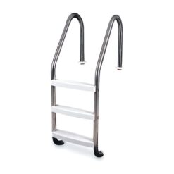Poolzilla Three Tread Stainless Steel Pool Ladder Entry and Exit System for In-Ground Salt Water Swimming Pools