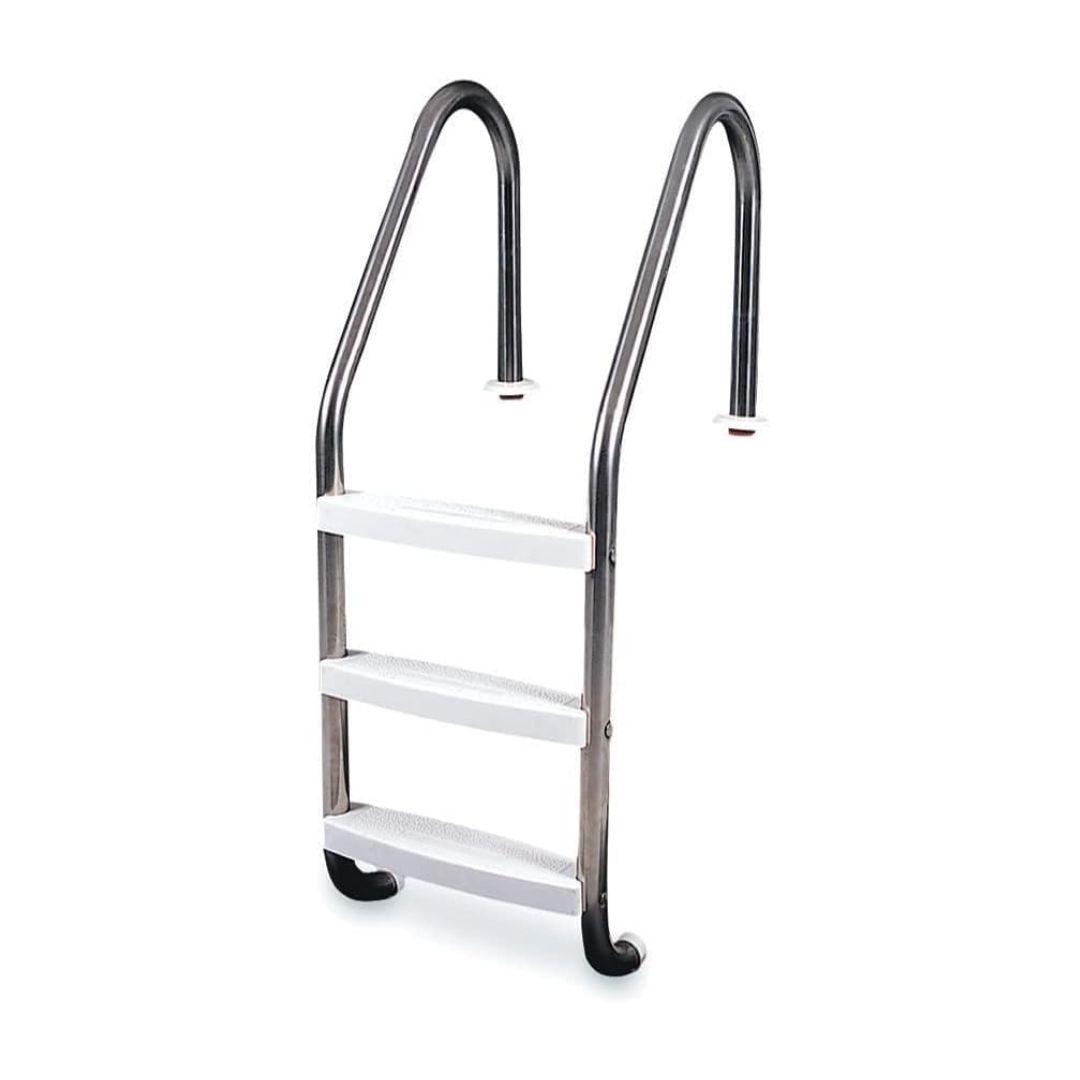 Poolzilla Three Tread Stainless Steel Pool Ladder Entry and Exit System for In-Ground Salt Water Swimming Pools