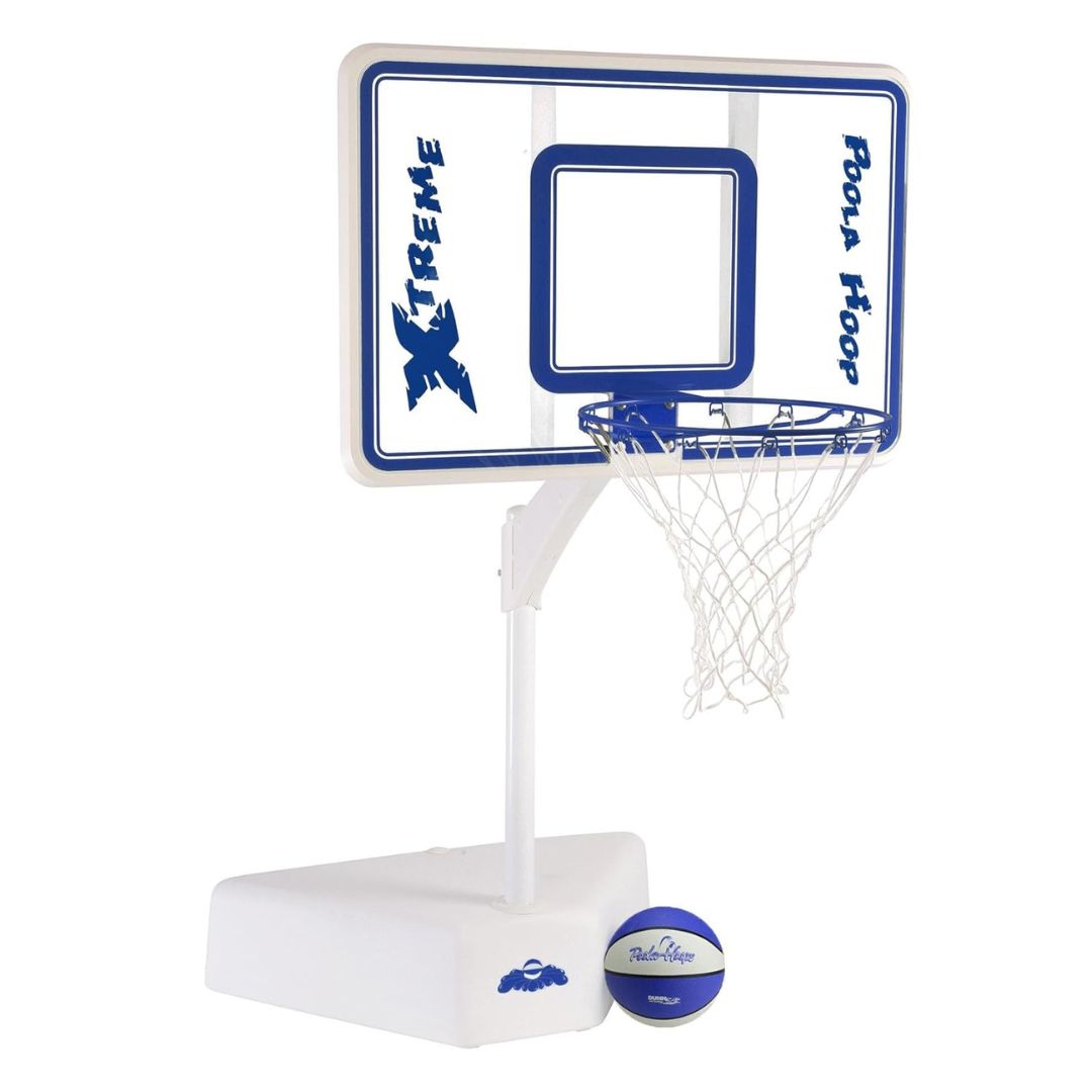 Dunn-Rite Splash & Shoot Outdoor Adjustable Height Swimming Pool Basketball Hoop (Clear Xtreme Blue)