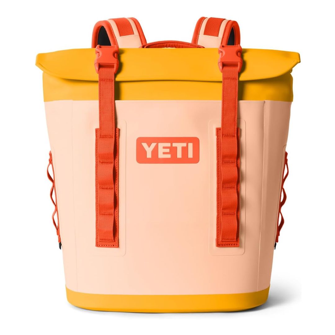 YETI Hopper M12 Series Backpack Soft Sided Coolers with MagShield Access, Peach/Beekeeper