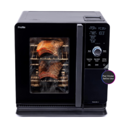 GE Profile Smart Indoor Pellet Smoker, with Active Smoke Filtration, 5 Smoke Control Settings, WiFi Connected, Electric, Countertop BBQ Appliance, Black