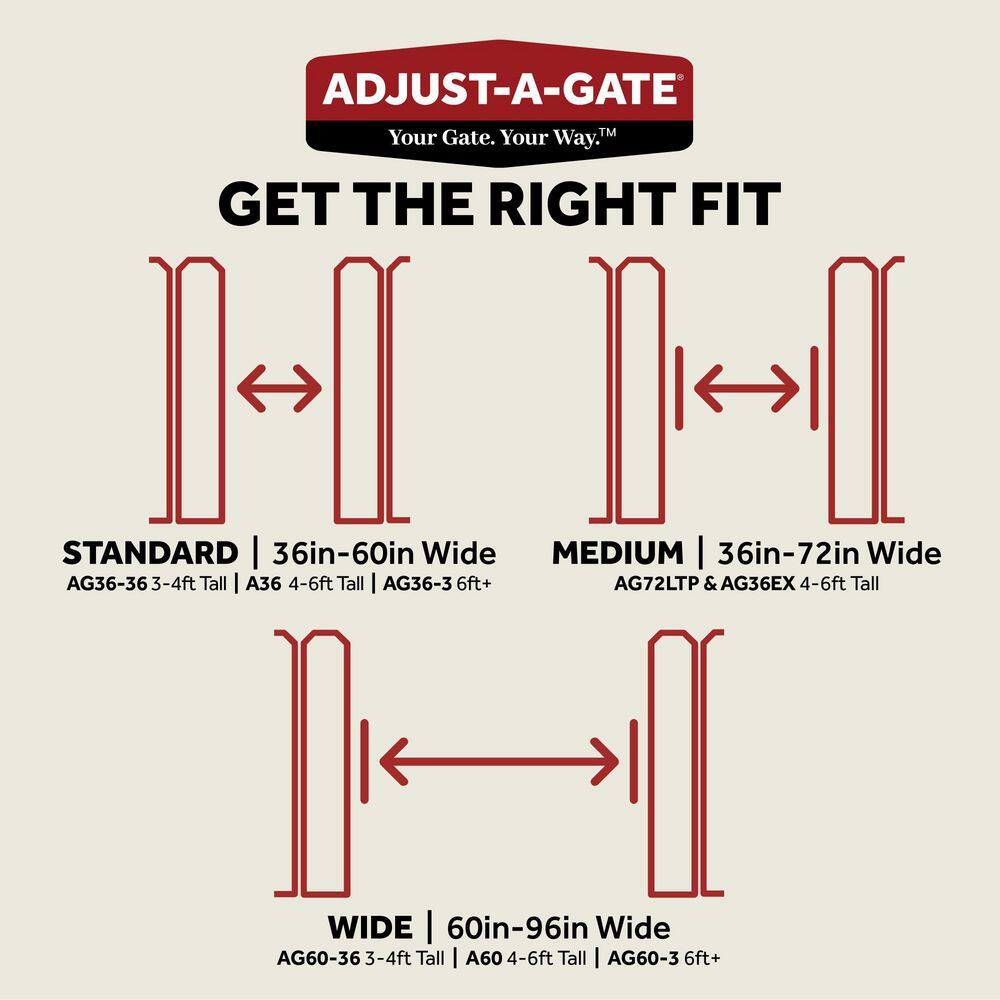 Adjust-A-Gate 36-60 in. W x 60 in. H Steel Gate Frame Kit, Original Standard Width Full Frame Gate Kit