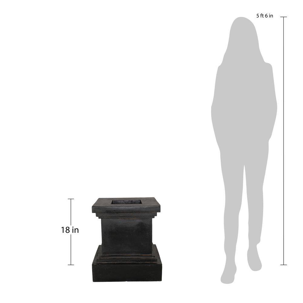 MPG 16-1/2 in. Aged Charcoal Square Cast Stone Fiberglass Pedestal Planter