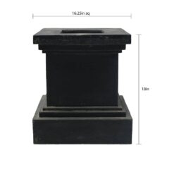 MPG 16-1/2 in. Aged Charcoal Square Cast Stone Fiberglass Pedestal Planter