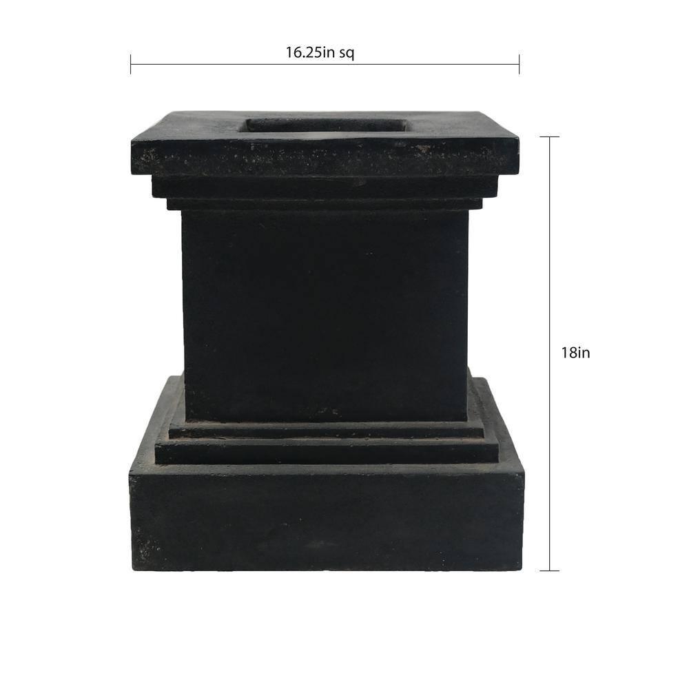 MPG 16-1/2 in. Aged Charcoal Square Cast Stone Fiberglass Pedestal Planter