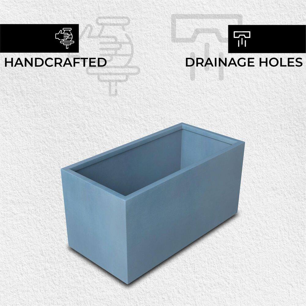 Leisuremod Bloom 23.6 in. Aged Concrete, Fiberstone and Clay Planter Rectangular for Indoor and Outdoor