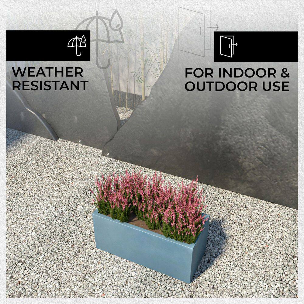 Leisuremod Bloom 23.6 in. Aged Concrete, Fiberstone and Clay Planter Rectangular for Indoor and Outdoor