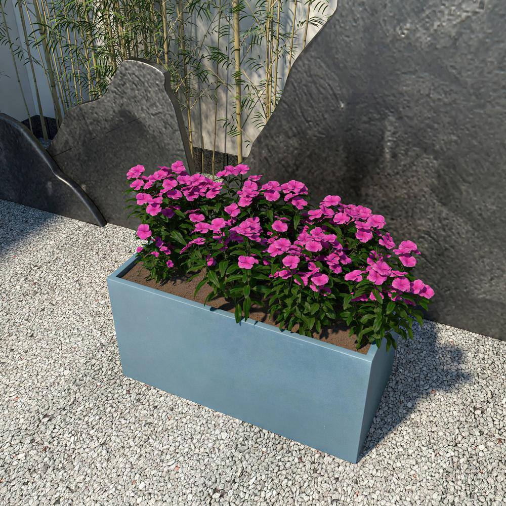 Leisuremod Bloom 23.6 in. Aged Concrete, Fiberstone and Clay Planter Rectangular for Indoor and Outdoor