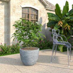 Leisuremod Dahlia Modern 21.5 in. Aged Concrete Fiberstone and Clay Tapered Round Planter for Indoor and Outdoor