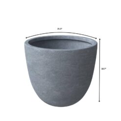 Leisuremod Dahlia Modern 21.5 in. Aged Concrete Fiberstone and Clay Tapered Round Planter for Indoor and Outdoor