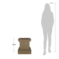 MPG 16-1/2 in. Square Cast Stone Fiberglass Pedestal Planter in Aged Granite Finish