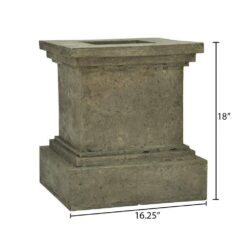 MPG 16-1/2 in. Square Cast Stone Fiberglass Pedestal Planter in Aged Granite Finish