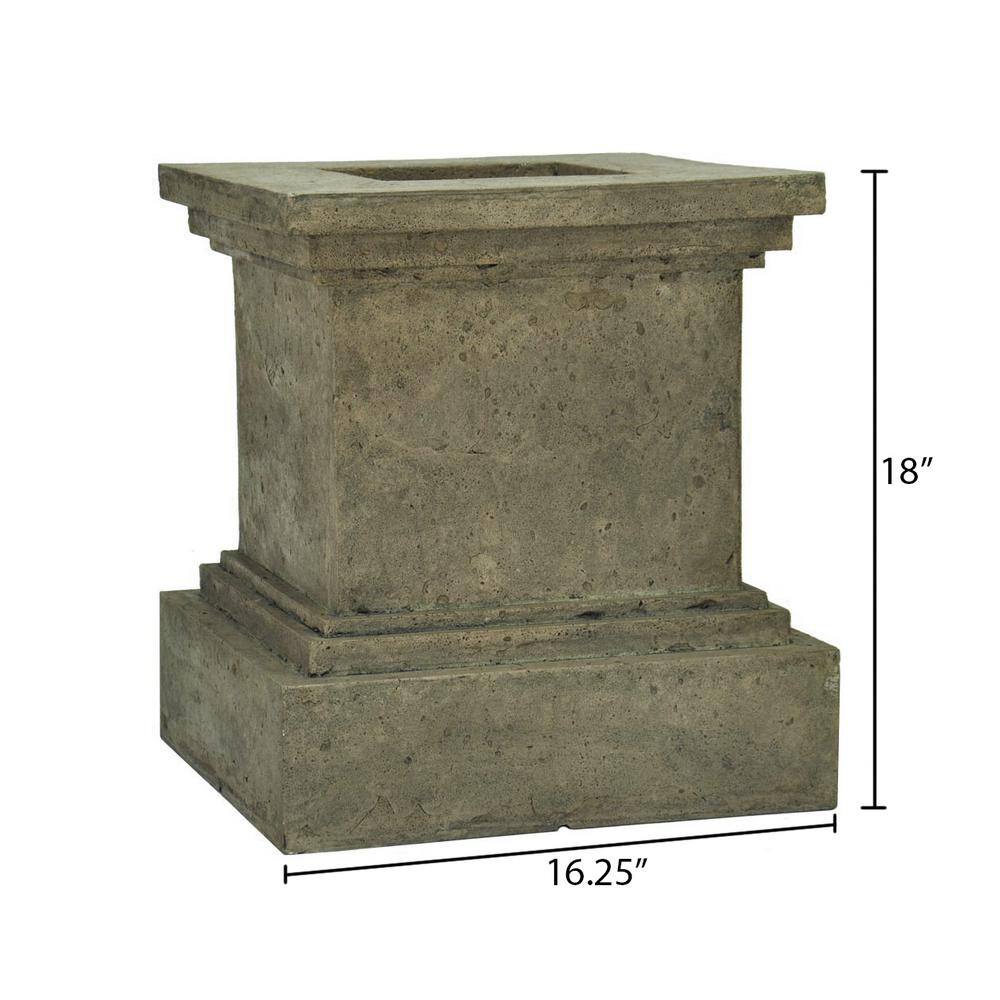 MPG 16-1/2 in. Square Cast Stone Fiberglass Pedestal Planter in Aged Granite Finish