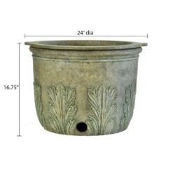 MPG 22 in. Round Cast Stone Fiberglass Hose Pot and Planter in Specil Aged Granite Finish