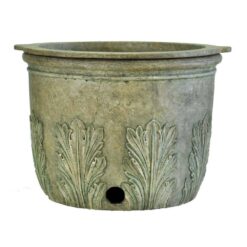 MPG 22 in. Round Cast Stone Fiberglass Hose Pot and Planter in Specil Aged Granite Finish