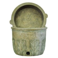 MPG 22 in. Round Cast Stone Fiberglass Hose Pot and Planter in Specil Aged Granite Finish