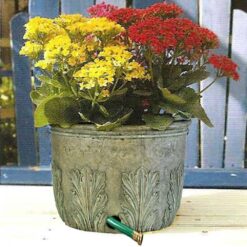 MPG 22 in. Round Cast Stone Fiberglass Hose Pot and Planter in Specil Aged Granite Finish