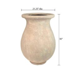 MPG 21-1/2 in. Round Cast Stone Fiberglass Byzantine Jar in Aged Limestone Finish