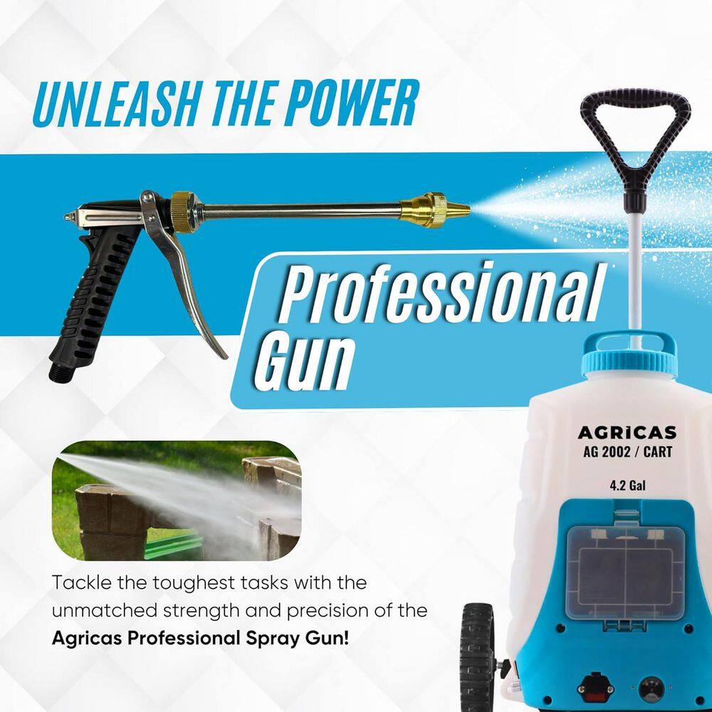 AGRICAS AG2002 CART PRO 12V Battery-Powered 4.2 Gal. Cordless Backpack and Cart Sprayer (1 Pack)