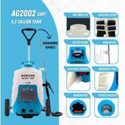 AGRICAS AG2002 CART PRO 12V Battery-Powered 4.2 Gal. Cordless Backpack and Cart Sprayer (1 Pack)