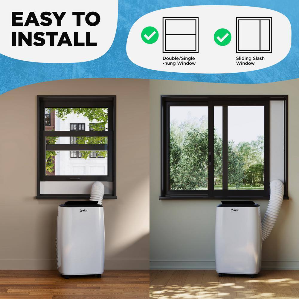 AIRO COMFORT 10,000 BTU Portable Air Conditioner Cools 450 Sq. Ft. with Dehumidifier and LCD Remote in White