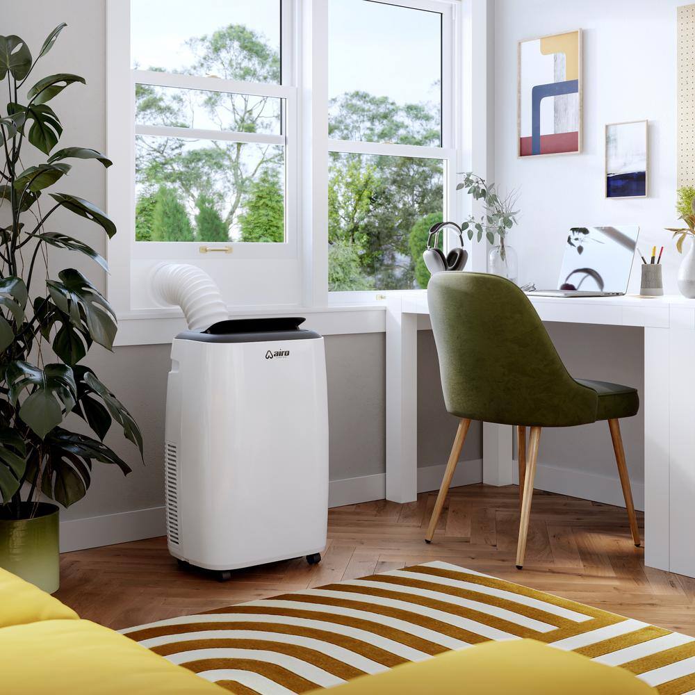 AIRO COMFORT 10,000 BTU Portable Air Conditioner Cools 450 Sq. Ft. with Dehumidifier and LCD Remote in White