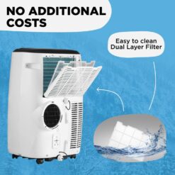 AIRO COMFORT 10,000 BTU Portable Air Conditioner Cools 450 Sq. Ft. with Dehumidifier and LCD Remote in White
