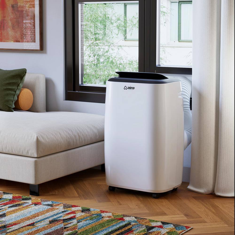 AIRO COMFORT 10,000 BTU Portable Air Conditioner Cools 450 Sq. Ft. with Dehumidifier and LCD Remote in White