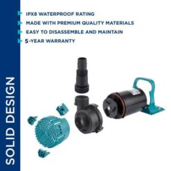 Alpine Corporation 5600 GPH Vortex Energy-Saving Pump for Ponds, Fountains, Waterfalls, and Water Circulation