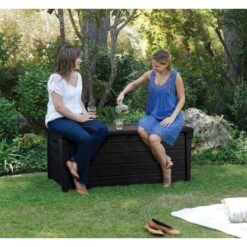 Keter Brightwood 120 Gal. Resin Large Deck Box for Outdoor Patio Garden Furniture, Cushion Storage, Pool Accessories, Grey