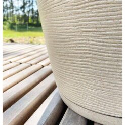 FLORIDIS Amsterdan XX-Large Beige Stone Effect Plastic Resin Indoor and Outdoor Planter Bowl