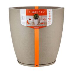 FLORIDIS Amsterdan XX-Large Beige Stone Effect Plastic Resin Indoor and Outdoor Planter Bowl