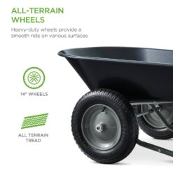Best Choice Products 5 cu. ft. Black Plastic Wheelbarrow with Padded Handles