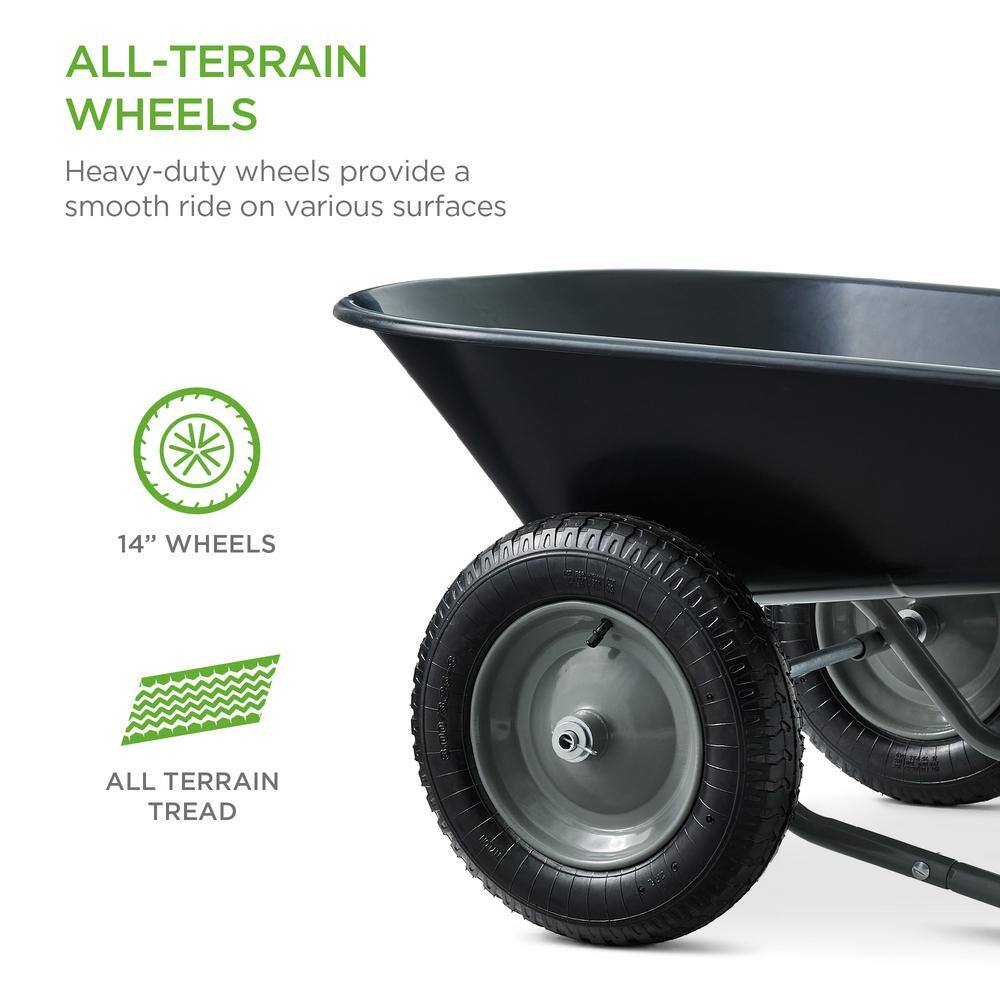 Best Choice Products 5 cu. ft. Black Plastic Wheelbarrow with Padded Handles