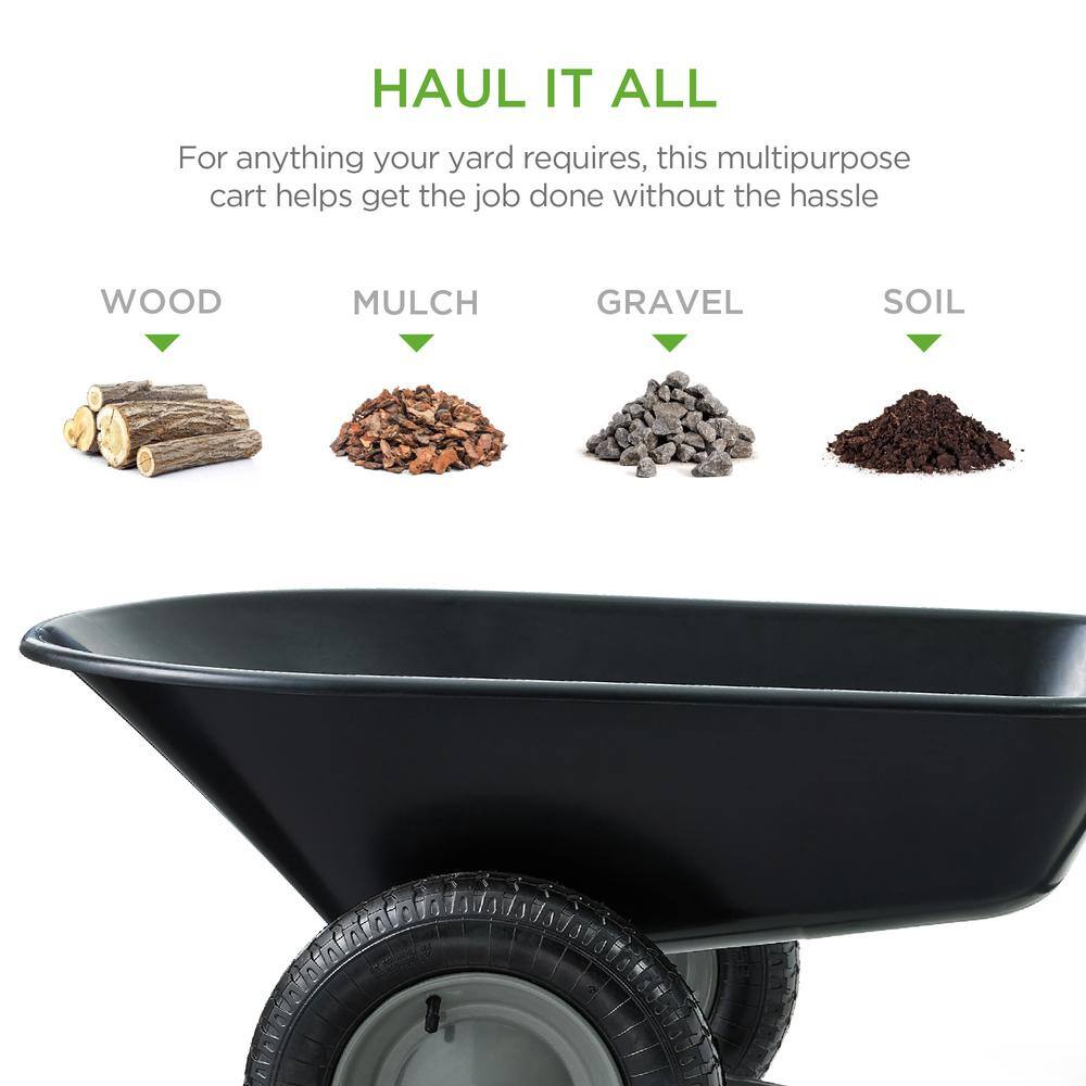 Best Choice Products 5 cu. ft. Black Plastic Wheelbarrow with Padded Handles