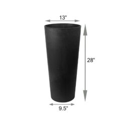 Arcadia Garden Products Contempo Tall Round 13 in. x 28 in. Black PSW Pot