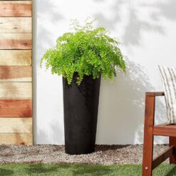 Arcadia Garden Products Contempo Tall Round 13 in. x 28 in. Black PSW Pot