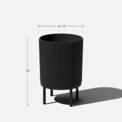 Veradek Demi 16 in. Raised with Stand Round Black Plastic Planter with Black Stand (2-Pack)