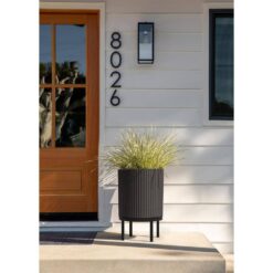Veradek Demi 16 in. Raised with Stand Round Black Plastic Planter with Black Stand (2-Pack)