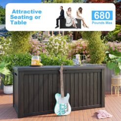 EasyUp 180 Gal. Black Resin Outdoor Storage Deck Box