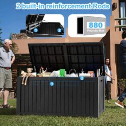 EasyUp 180 Gal. Black Resin Outdoor Storage Deck Box