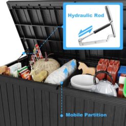 EasyUp 180 Gal. Black Resin Outdoor Storage Deck Box
