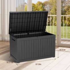 FIROMO 230 Gal. Waterproof Outdoor Resin Storage Deck Box, Large Lockable Capacity, Versatile Deck Storage Bench
