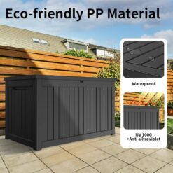 FIROMO 230 Gal. Waterproof Outdoor Resin Storage Deck Box, Large Lockable Capacity, Versatile Deck Storage Bench