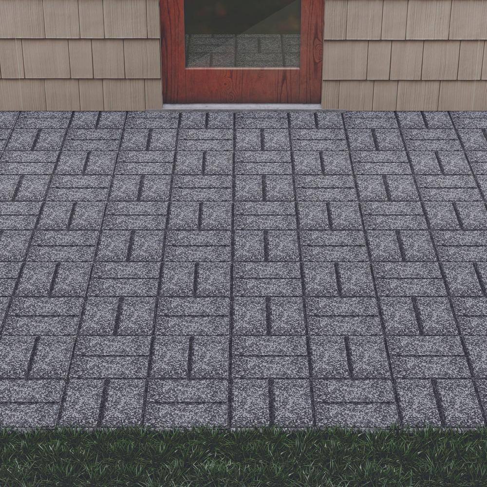 Vigoro 16 in. x 16 in. x 3/4 in. Black/Gray Blended Dual-Sided Rubber Paver (60-Pack)