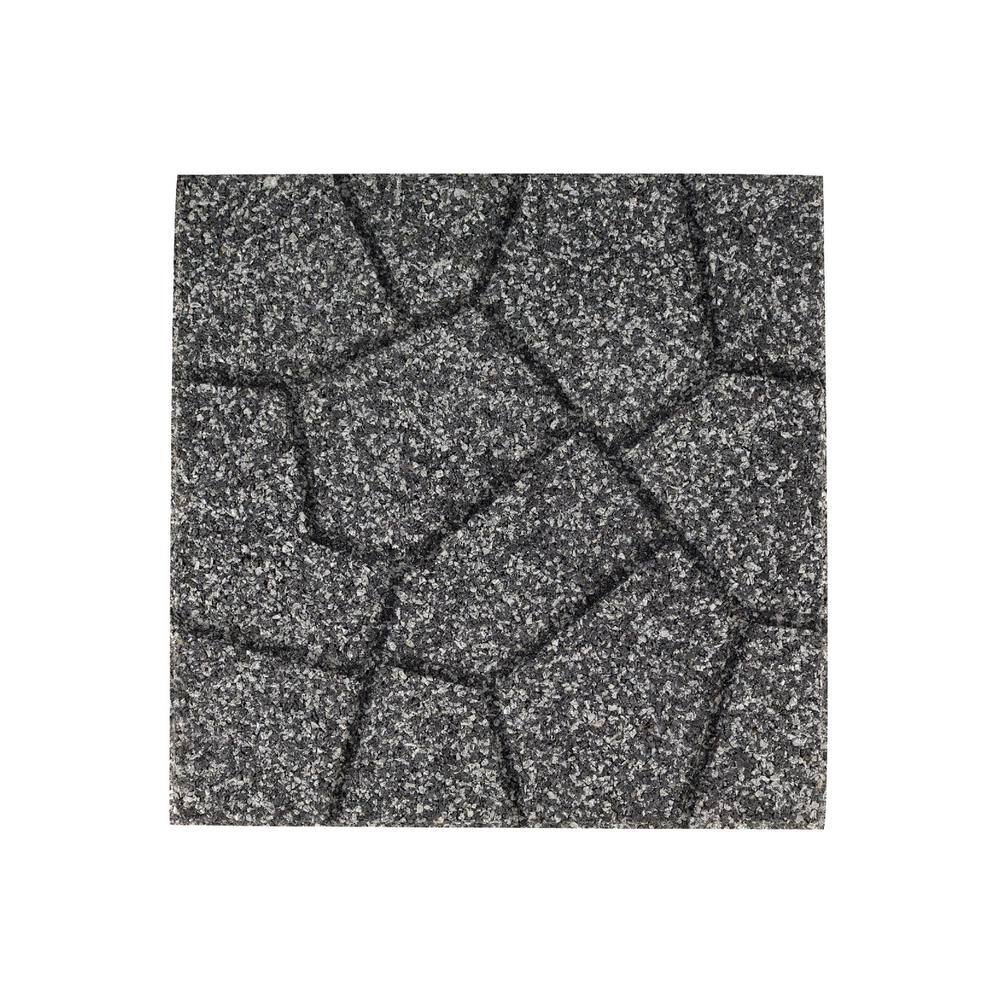 Vigoro 16 in. x 16 in. x 3/4 in. Black/Gray Blended Dual-Sided Rubber Paver (60-Pack)