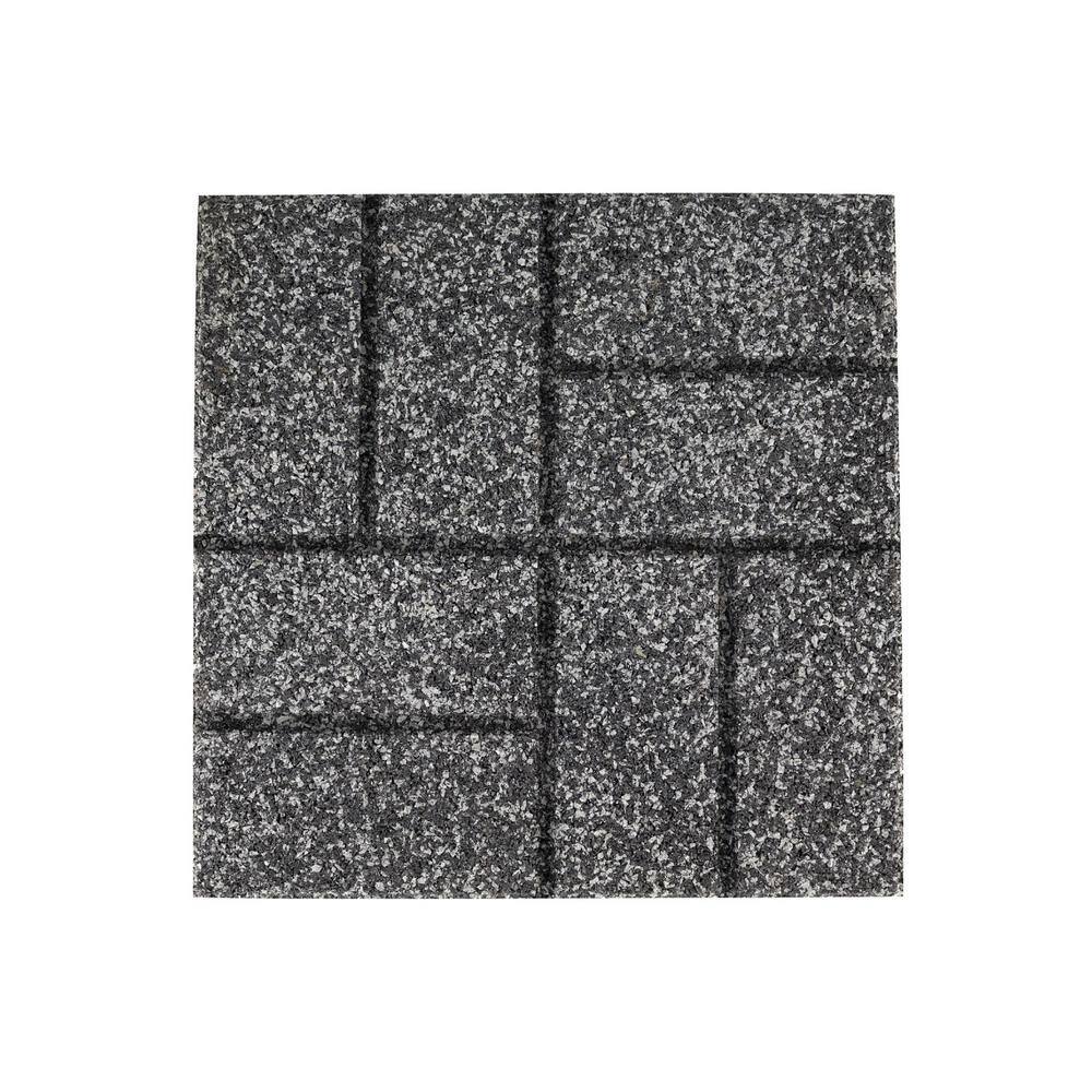 Vigoro 16 in. x 16 in. x 3/4 in. Black/Gray Blended Dual-Sided Rubber Paver (60-Pack)