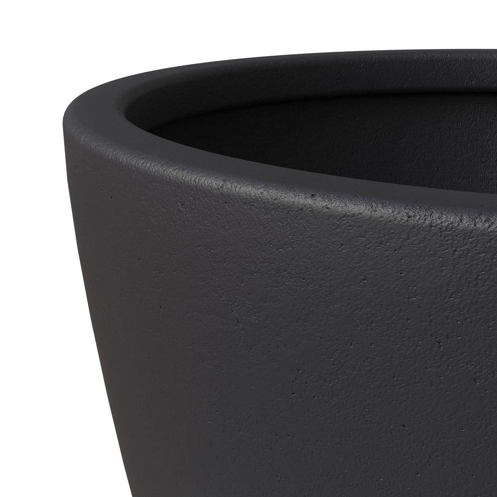 Leisuremod Dahlia Modern 21.5 in. Black Fiberstone and Clay Tapered Round Planter for Indoor and Outdoor