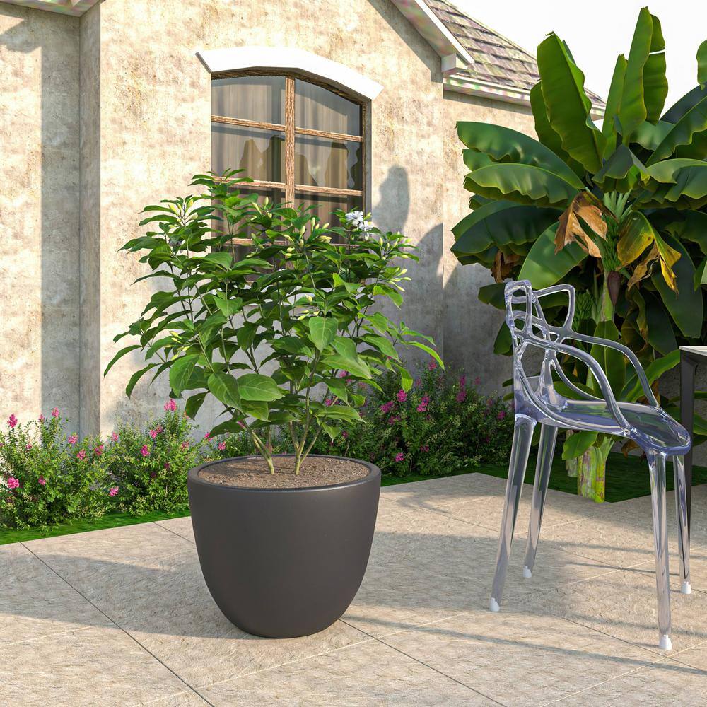Leisuremod Dahlia Modern 21.5 in. Black Fiberstone and Clay Tapered Round Planter for Indoor and Outdoor
