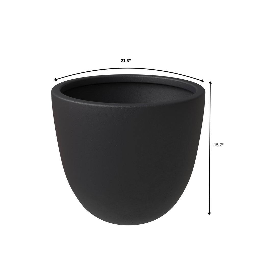 Leisuremod Dahlia Modern 21.5 in. Black Fiberstone and Clay Tapered Round Planter for Indoor and Outdoor